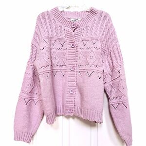 Elegant Light Lavender Knit Cardigan – Size M